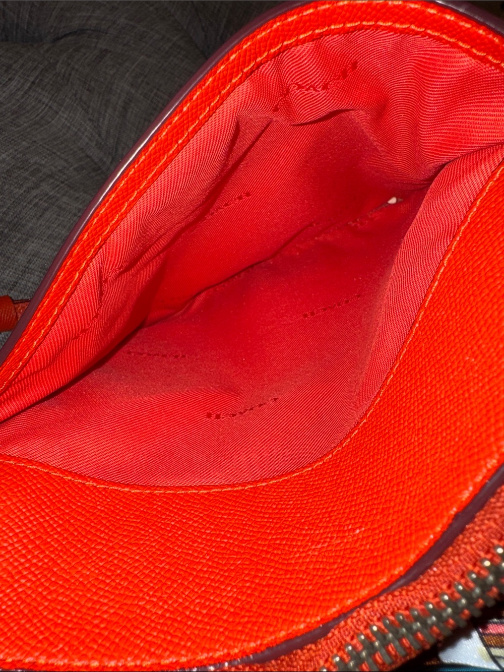 Coach Bag Kitt Orange Rusted Red Leather Crossbody with Patterned Scarf - Picture 10 of 17